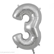 Silver Jumbo 3 Balloon