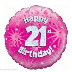 Happy 21st Birthday Balloon Pink